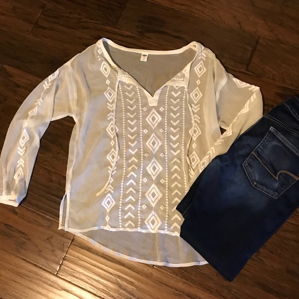 Old Navy Sheer Embroidered Tunic
